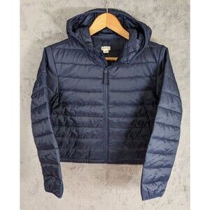 NWT J. Crew Crewcuts Puffer Jacket Packable Size L 10-11 Lightweight Blue Hooded